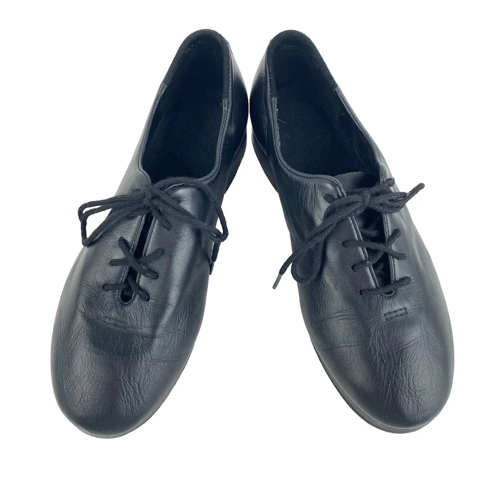 New! Leo Leather Tap Dance Shoes Women's 7 M Leather Black Lace Up Adult LS3005L - Picture 2 of 9